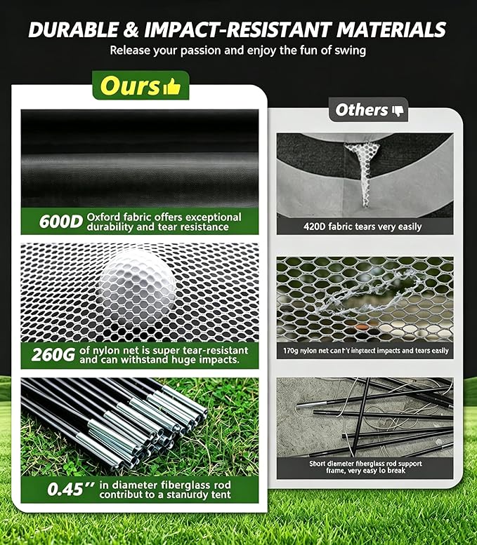 Golf Net: 10x7FT Practice Net with Mat – for Chipping, Swing & Driving Practice –Golf Nets for Backyard, Indoor & Outdoor Use – Ideal Gifts for Men, Women, Dad, Husband, Golfers