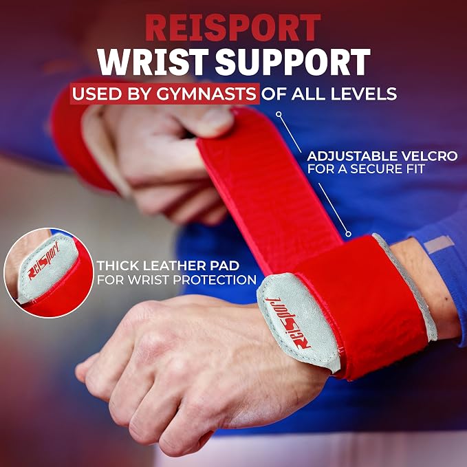 Reisport Gymnastic Wrist Support, Unisex One Size Wrist Support for Pull-up, Premium Leather Wrist Protection, Wrist Support with Hook & Loop Closure, Wrist Wraps for Weightlifting, Strength Training