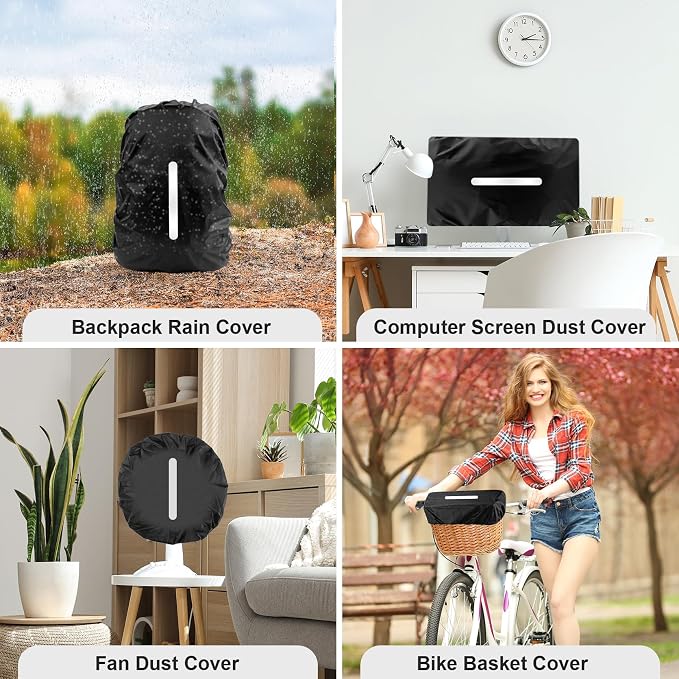 LAMA 2 Pack Waterproof Rain Cover for Backpack, Reflective Rainproof Protector for Anti-Dust and Anti-Theft,M Size (for 30L-40L Backpack), 2 Pcs Black