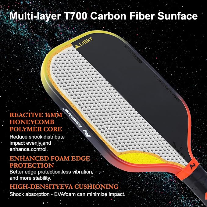 Professional Pickleball Paddles - T700 Raw Carbon Fiber with Foam Injected Edges for Expanded Sweet Spot - Control & Power Paddle for All-Level Players ﻿ ﻿