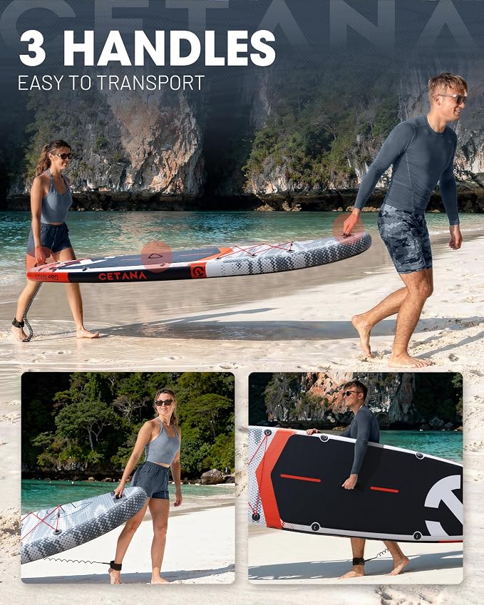 CETANA Extra Wide Inflatable Paddle Board 11'6 x 35" x 6", 450LB High Weight Capacity Wide Stable Stand Up Paddle Board for Beginners, 2–3 Person Large Paddleboard with 3 Fins, Dual Bungee, 15 D Rings