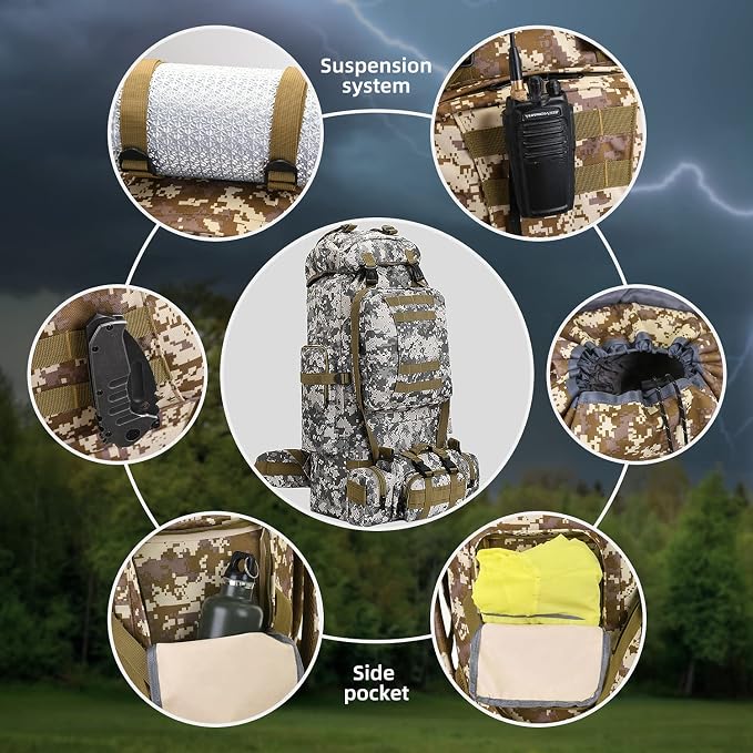 100L Camping Hiking Backpack,Molle military Tactical rucksack backpack,Waterproof Lightweight Hiking Backpack
