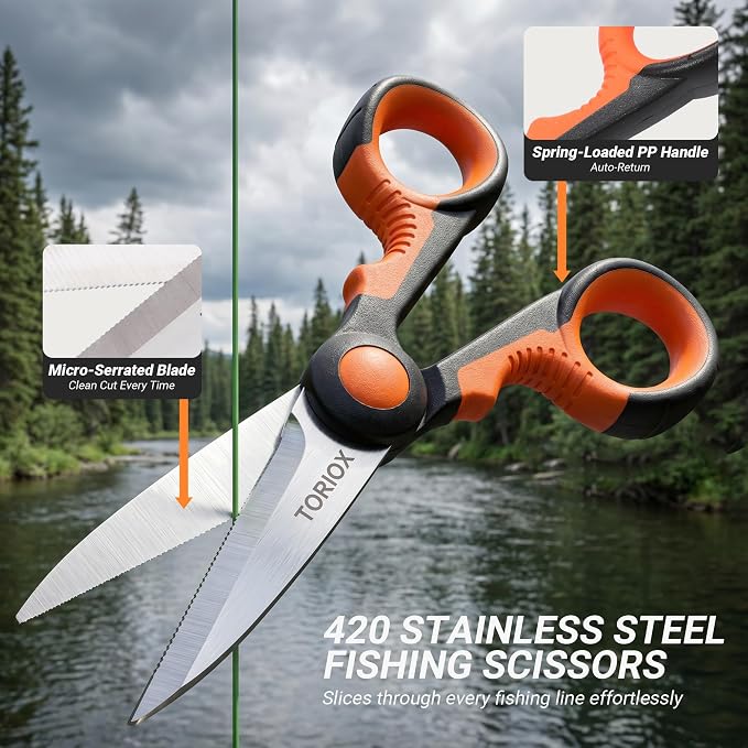 TORIOX Fishing Tool Kit with Fishing Pliers, Fish Lip Gripper, Fillet Knife & Braid Scissors, Saltwater Freshwater Fishing Accessories Set, Fishing Gear Gift for Men