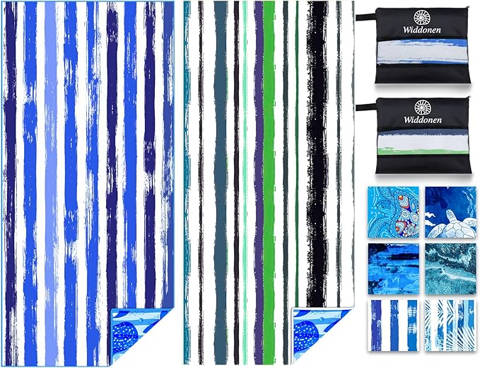 Widdonen Lightweight Thin Microfiber Beach Towel Sand Free Quick Dry Absorbent Compact Soft Pool Swim Travel Towels Extra Large Oversized Beach Accessories Packable Essentials Stuff Gifts for Adult