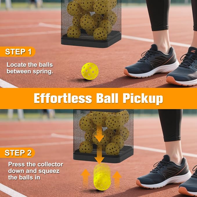 Pickleball Retriever for 40+ Balls, Pickleball Picker Upper, Pickleball Hopper Tube with Telescopic Stainless Steel Handle