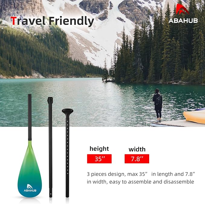 Abahub 3-Piece Stand up Paddles, Lightweight Paddleboard Paddle Oars for Paddleboard, Adjustable Aluminum Alloy Shaft 68" - 84"
