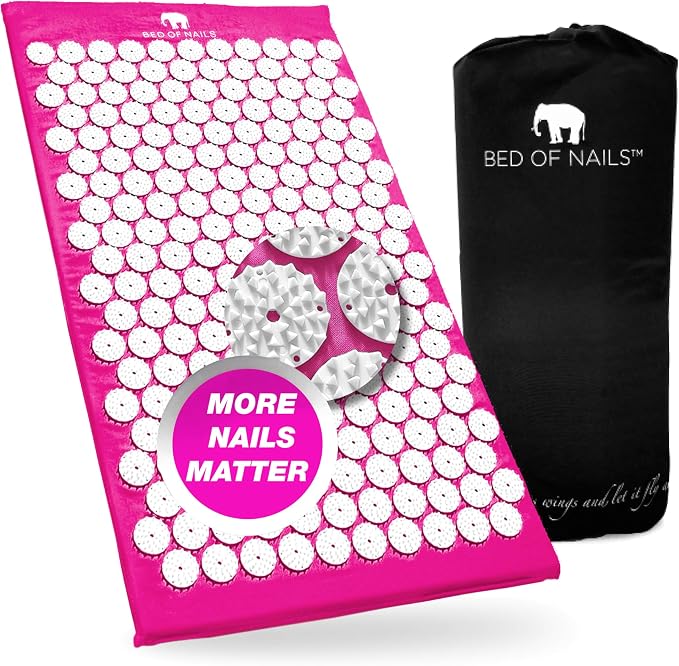 Bed of Nails Original Acupressure Mat with 8820 Precision Nails for Massage Therapy, 29 x 16 x 1", Pink