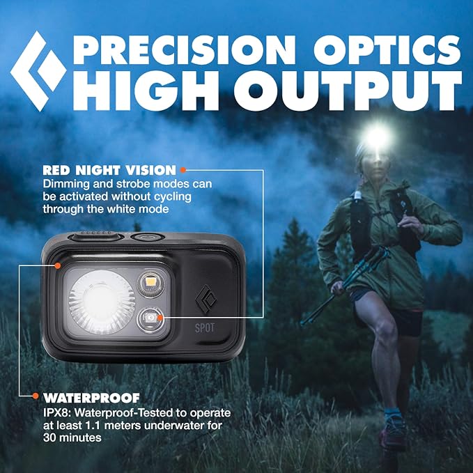 BLACK DIAMOND Spot 400 Headlamp | 400 Lumens Brightness, Dimmable | Waterproof & Durable | 3X AAA Battery Operated (Included) | BD Graphite