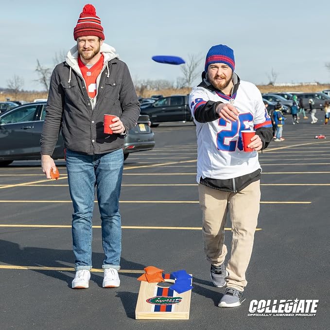 Wild Sports College Portable Size 1' x 2' Solid Wood Cornhole Set with Direct Print HD Team Graphics – Travel Size