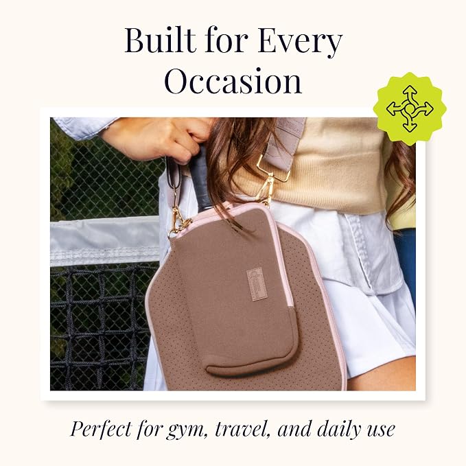 Posh Pickler Clip-On Expandable Neoprene Pouch with Zipper, Weather-Resistant Design, Secure Storage for Keys, Card, Compatible with Crossbody Paddle Cover & Strap, pickleball gifts 7.7" L x 5" W