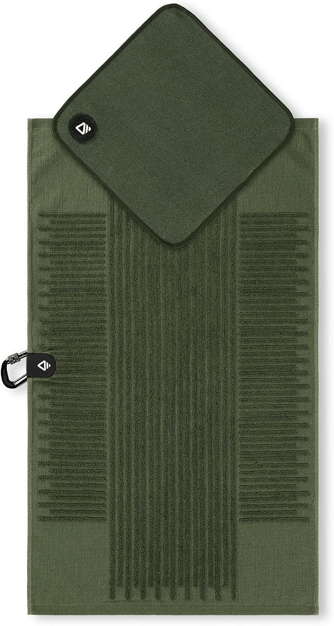 Nomadix Golf Towel Set – Premium Microfiber Golf Towels for Clubs & Balls – Ultra Absorbent, Quick Dry, Sand Resistant – Durable Waffle Weave Golf Cleaning Towel with Clip (Fairway Grass Green)