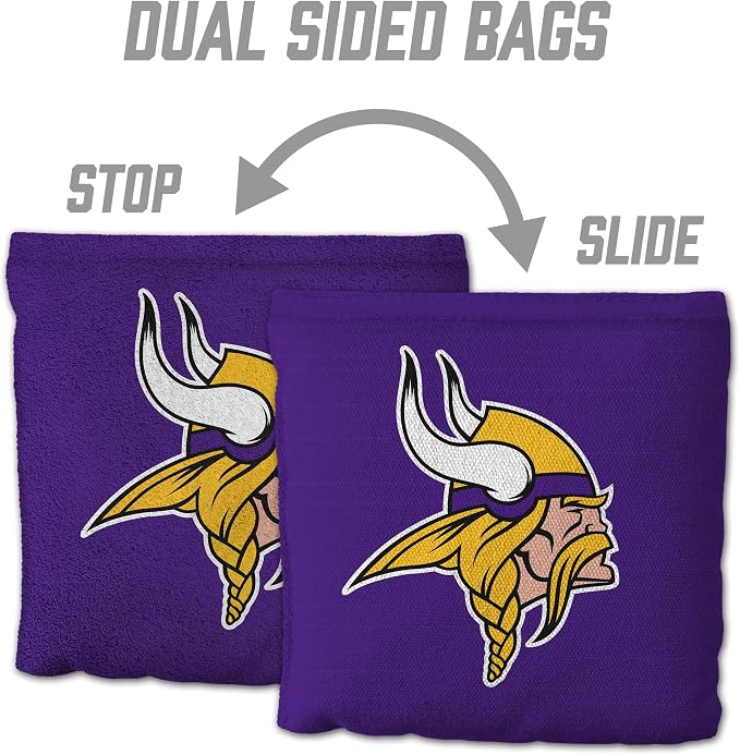 YouTheFan Officially-licensed NFL Set of 8 Cornhole Bags - All Weather Dual Sided Slide & Stop - regulation size