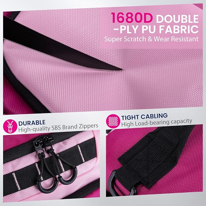 Goture Pink Fishing Tackle Bag, 1680D Water-Resistant Sling Fishing Backpack with Rod Holder, Anti-Slip Waist Strap, Trays not included, Fishing Gifts for Women Girls