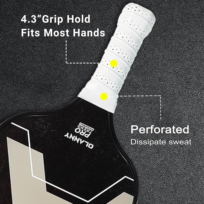 OLANNY Graphite Pickleball Paddles Set- Premium Rackets Fiber Face & Polymer Honeycomb Core Pickleball Set Includes Pickleball Paddles + Pickleball Balls+ Replacement Soft Grip + 1 Bag