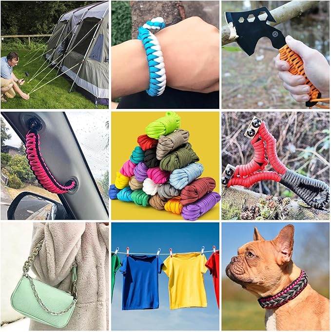 52 Colors Paracord Set, 4mm Paracord 550 Multifunctional Paracord Bracelets Nylon Paracord Rope with Storage Bag for DIY Bracelet, Key Ring, Dog Collar, Outdoor Activities Parachute Cord