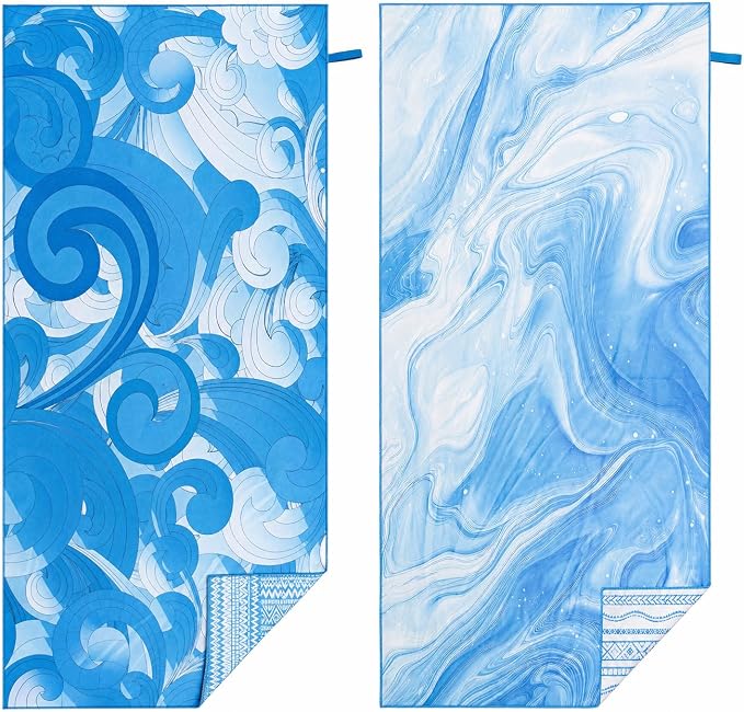 2 Pack Microfiber Beach Towel 71"x32" Quick Dry Sand Free and Absorbent Suitable for Beach Swimming Pool Vacation Travel and Camping