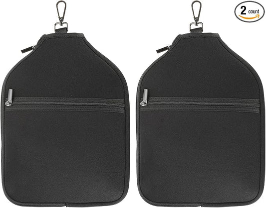 PATIKIL Pickleball Paddle Cover Universal 12.2x9.4 Inch, 2 Pack Neoprene Pickleball Racket Sleeve Paddle Storage Bag with Carrying Strap for Pickleball Paddles, Black