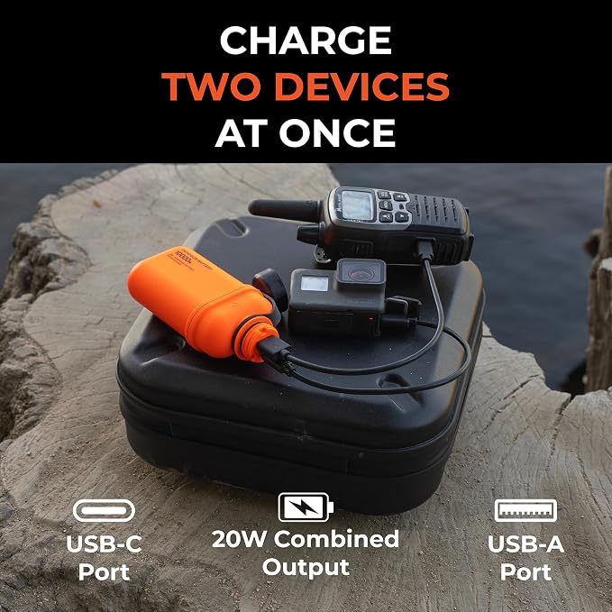 ELECOM NESTOUT Rugged Power Bank, 10000mAh Outdoor Battery Charger, 20W USB-C Fast Charging PD, Waterproof IP67, Durable Shockproof, Battery Pack for iPhone Hiking Travel Camping (Orange, 10000mAh)