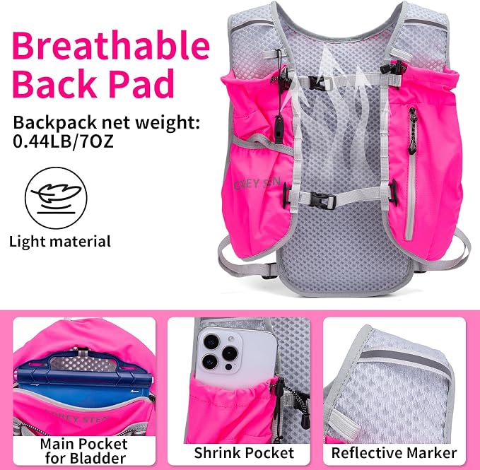 Carey STEN Lightweight Running Hydration Vest, Breathable Outdoor Backpack for Trail Running, Hiking, Cycling & Marathon, Suitable for Both Men and Women