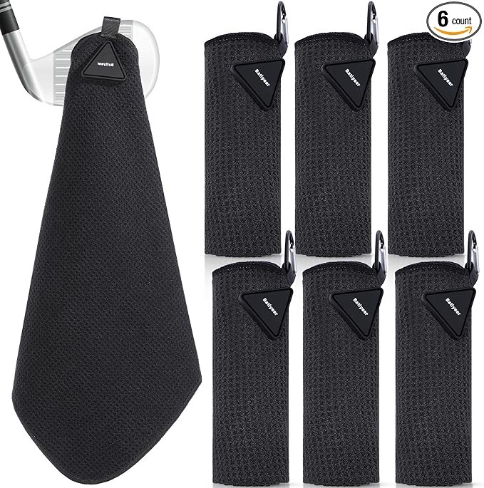 Batiyeer Magnetic Golf Towel Bulk 16" x 16" Microfiber Fabric Towels with Clip Waffle Absorbent Strength Magnet Golf Accessories Ball Cleaner for Carts Men