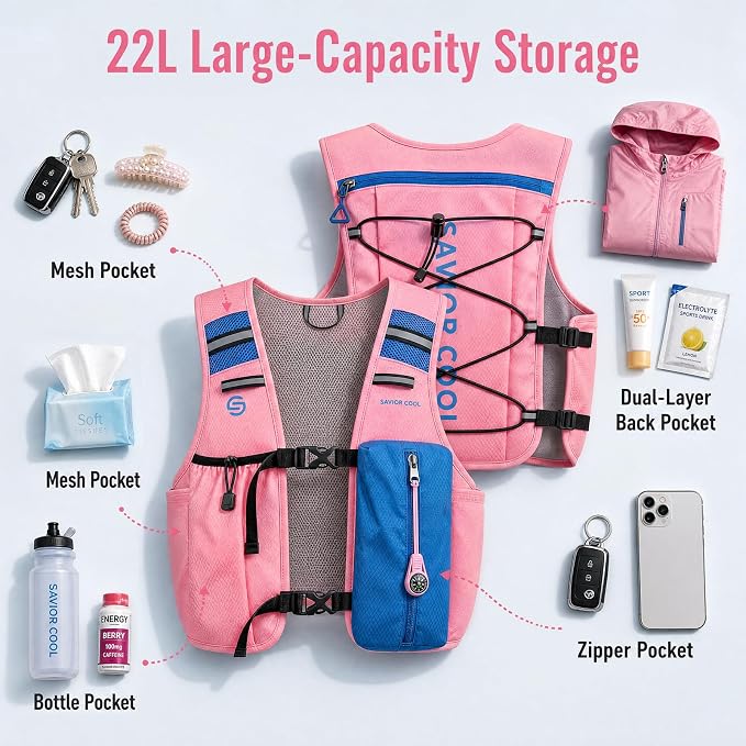 Cooling Vest for Men Women, Hydration Vest for Running Hiking | 2L Water Bladder，3 Cold Source