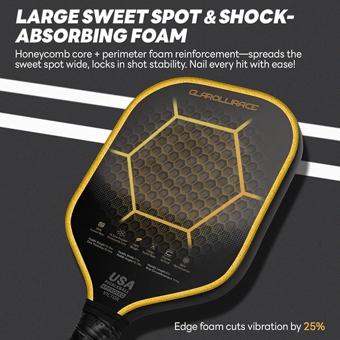 Pickleball Paddles Set of 2 | 4 Pickleball Rackets, USAPA Approved Pickleball Set, Fiberglass | Carbon Fiber Surface & 13 mm PP Honeycomb Core,4 Indoor & Outdoor Pickle Balls