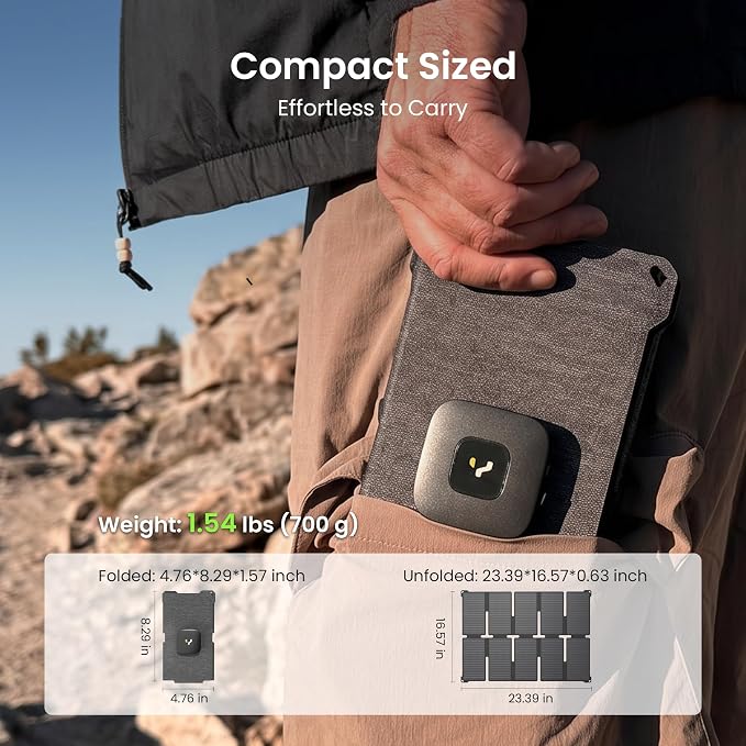 35W Solar Panel Charger with USB-A and USB-C Ports, 25.4% High Efficiency Folding Portable Solar Charger Compatible with Phones,Power Bank,IP68 Waterproof Solar Charger for Backpacking