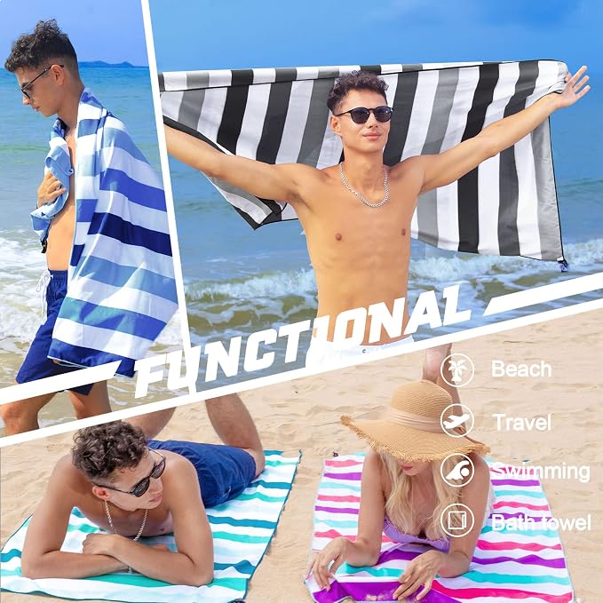 Exclusivo Mezcla Microfiber Quick Dry Beach Towel, Oversized Lightweight Sandfree Pool Towel for Swimming Camping Travel with Bag (Purple, 35x70 Inches)