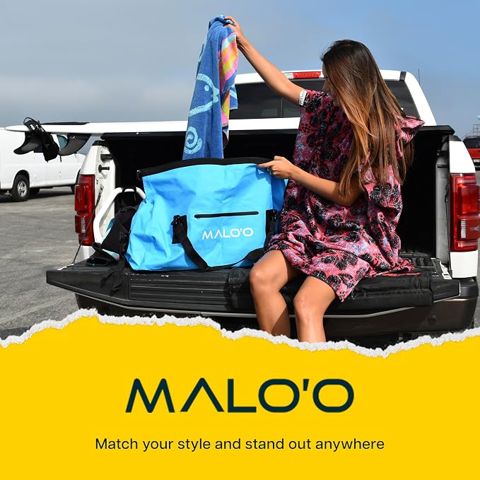 Malo’o Waterproof Dry Duffel, Heavy-Duty Roll Top Waterproof Gear Bag with Shoulder Strap & Molle Loops, Marine Duffel for Kayaking, Boating, Camping, Beach & Travel, Blue, 40L