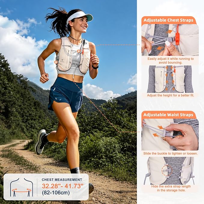 BECOJADDE 5L Running Vest for Women, Hydration Backpack Lightweight & Breathable for Trail Running, Marathon, Hiking, Cycling