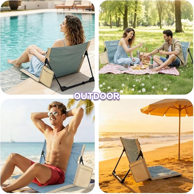 Extra Large Foldable Camping Chair with Cup Holder,Ultra-Light Portable Beach Chair with Carry Bag for Sunbathing Swimming Poolside Picnic Lawn Road Hiking Trips (Light Blue)