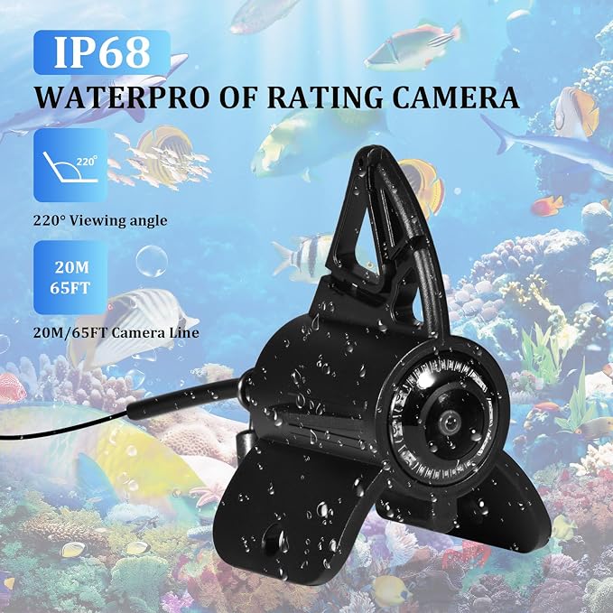 Underwater Fishing Camera, 4.3 Inch LCD, Infrared Night Vision, Wide Angle IP68 Waterproof Portable Fish Camera for Ice, Lake, Boat & Kayak Fishing (Gold)