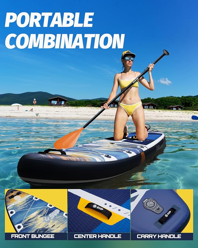 ESUP Extra Wide Inflatable Paddle Board 11’6" ×34/35" ，Super Stable Stand Up Paddleboards for 2 Person/Family/Large Size, Inflatable SUP with Paddle, Pump & Shoulder Strap