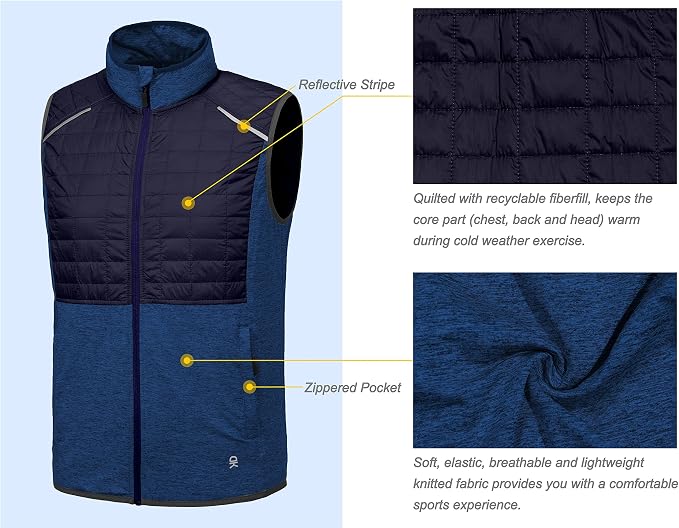 Little Donkey Andy Men's Lightweight Golf Vest Warm Outdoor Sleeveless Jacket for Hiking Travel Running Casual