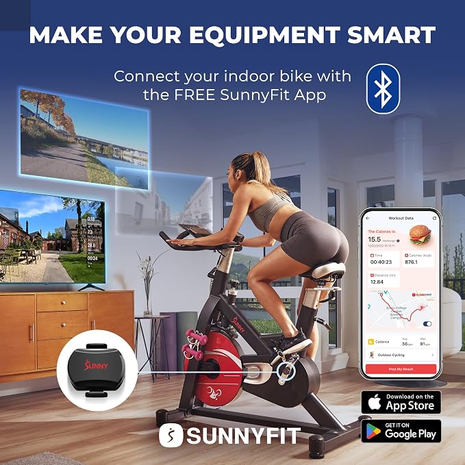 Sunny Health & Fitness 2-in-1 Advanced Cadence/RPM + Speed Sensor, Cadence Sensor Bluetooth ANT+ for Indoor/Outdoor Bikes, Magnet-Less Design for Outdoor Cycles, Exercise Bikes, and More - CB110S