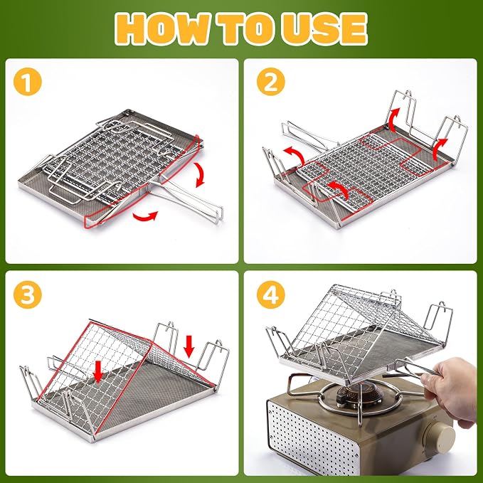 Stainless Steel Collapsible Toaster Foldable Camping Toaster | Food Grade Rustproof & Heat-Resistant Design for Hiking, Picnic and Outdoor RV Camping Kitchen Use