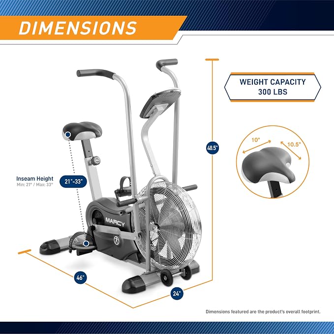 Marcy Air-Resistance Exercise Fan Bike With Dual Action Handlebars