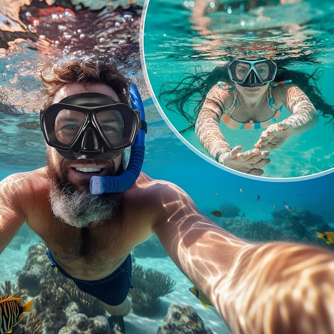 Fabbay 6 Pcs Adult Youth Swim Goggles with Nose Cover Elastic Strap Anti Fog Waterproof Snorkel Wide View Diving Swim Mask