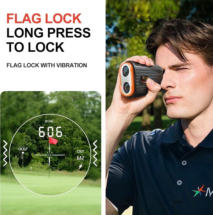 VISIOGEAR Golf Rangefinder with Slope, 1200 Yards Laser Range Finder for Golfer, 7X Magnification Range Finder Rechargeable Golf Accessories for Men, Flag Pole Locking Vibration