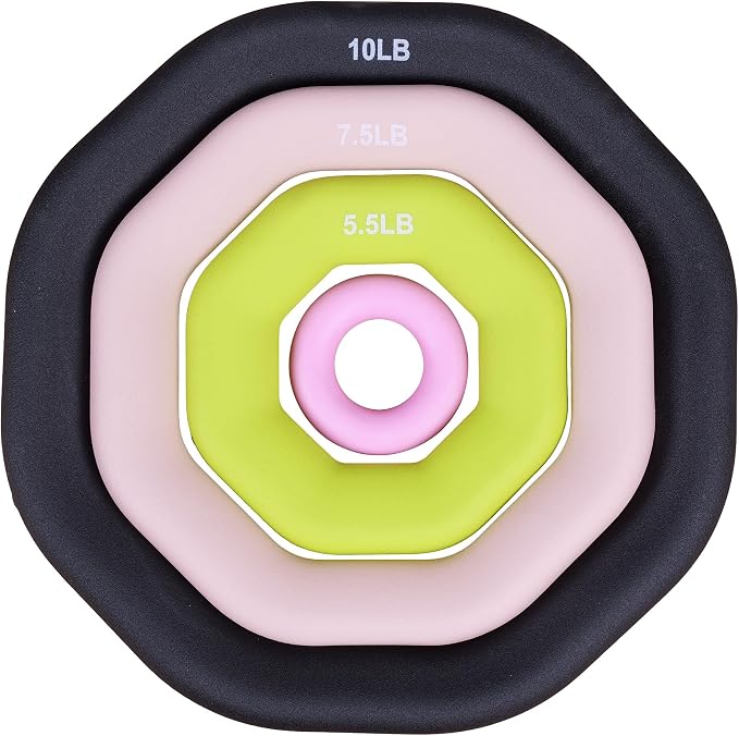 Leikefitness Weight Ring 2-in-1 Kettlebell & Dumbbell, cast iron+PVC coating, Yoga Exercise, Aerobics, Core Training, 4 in a set (0.33LB + 5.5LB + 7.5LB + 10LB)