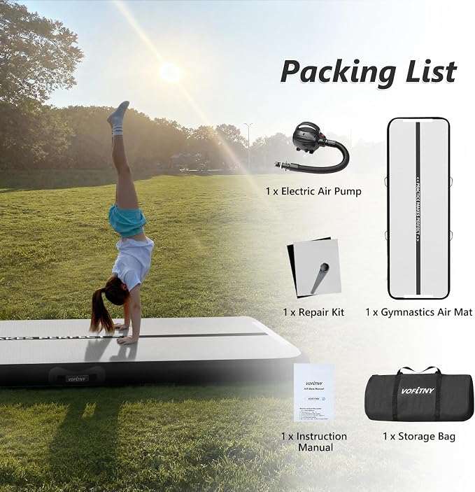 VOFiTNY All Purpose Gymnastics Mat 6.6/10/13/16/20 ft Sturdy Inflatable Tumble Track for Home/Gym