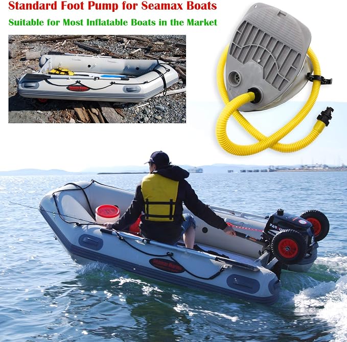 Seamax 7L Single Stage Foot Pump for Inflatable Boats, Max 3.6 PSI Support Inflation and Deflation