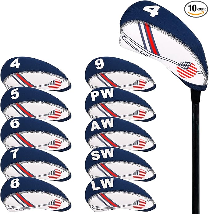 Craftsman Golf US Flag Neoprene Golf Club Head Cover Wedge Iron Protective Headcover for Callaway, Ping, Taylormade, Cobra, Etc.