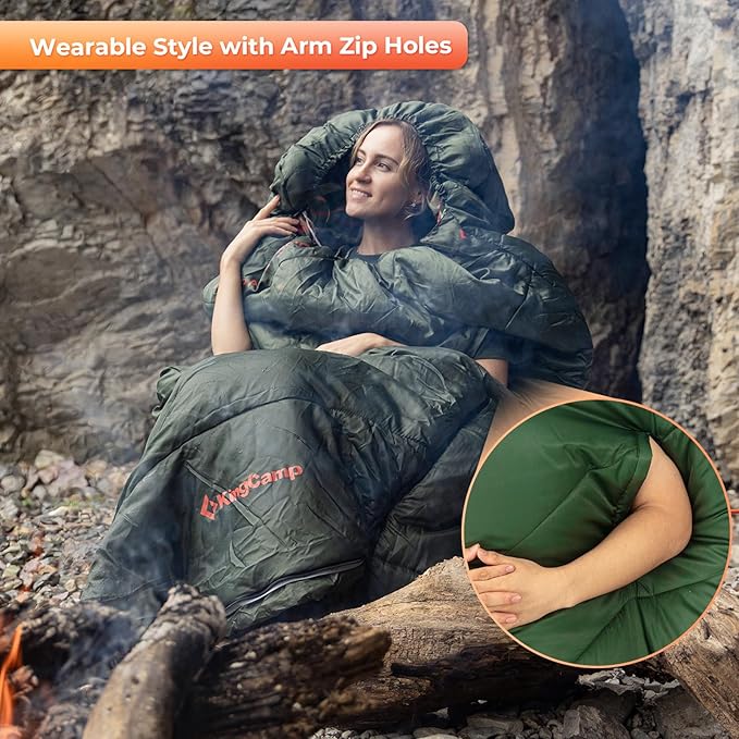 KingCamp Sleeping Bag for Adults Big and Tall, Cold Weather Camping Sleeping Bag with Soft 100% Cotton Flannel Lining, Portable Lightweight Outdoor Traveling & Car Camping