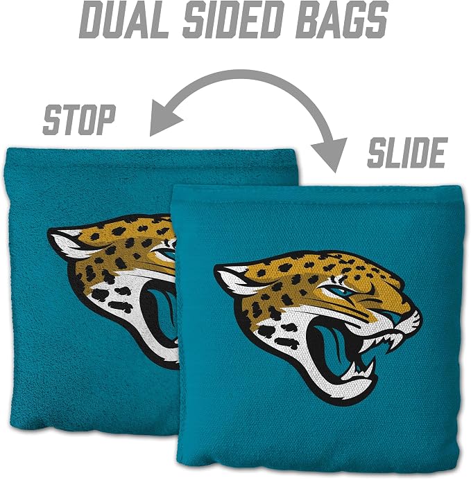 YouTheFan Officially-licensed NFL Set of 8 Cornhole Bags - All Weather Dual Sided Slide & Stop - regulation size