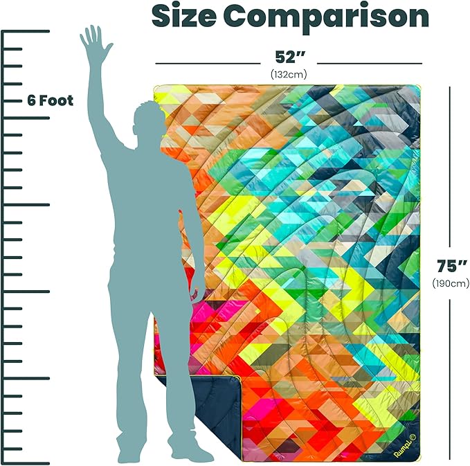 Rumpl Original Puffy 1-Person Blanket for Camping and Outdoors, Geo Fresh