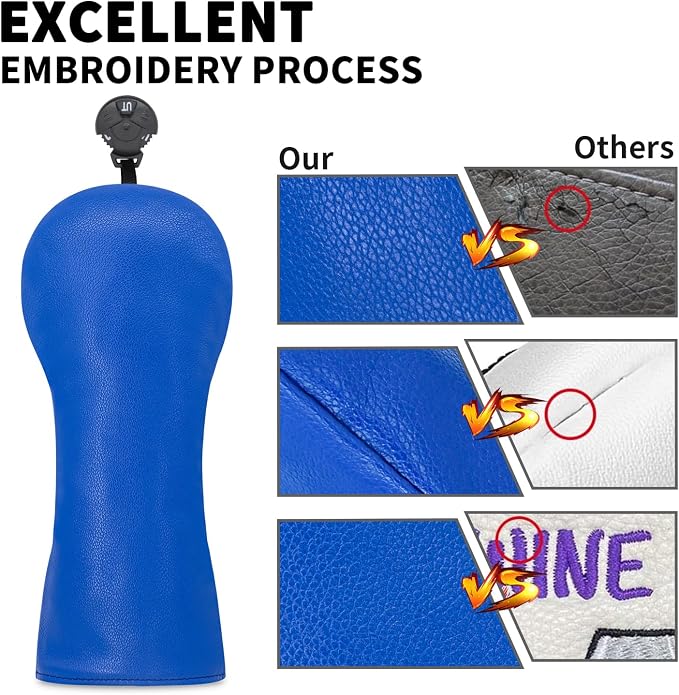 Golf Accessories Golf Club Covers for Driver, Fairway, Hybrids - Golf Driver Headcover/Golf Fairway Wood Head Cover/Hybrid Headcover for Men/Women Golfer