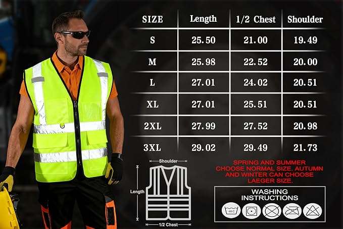 FATONE Hi Vis Safety Vest for Men with Reflective Strips, Class 2 High Visibility Vest with Pockets for Construction, Traffic, Warehouse, Security, Volunteer, 5 Pack Yellow, M