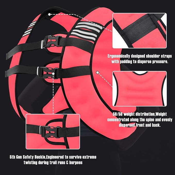 NATURELUX Weighted Vest Men or Women - 5/10/15/20/25/30lbs Weights with Reflective Stripe, Weighted Vest for Workout Equipment for Strength Training Running - Walking Weight Loss