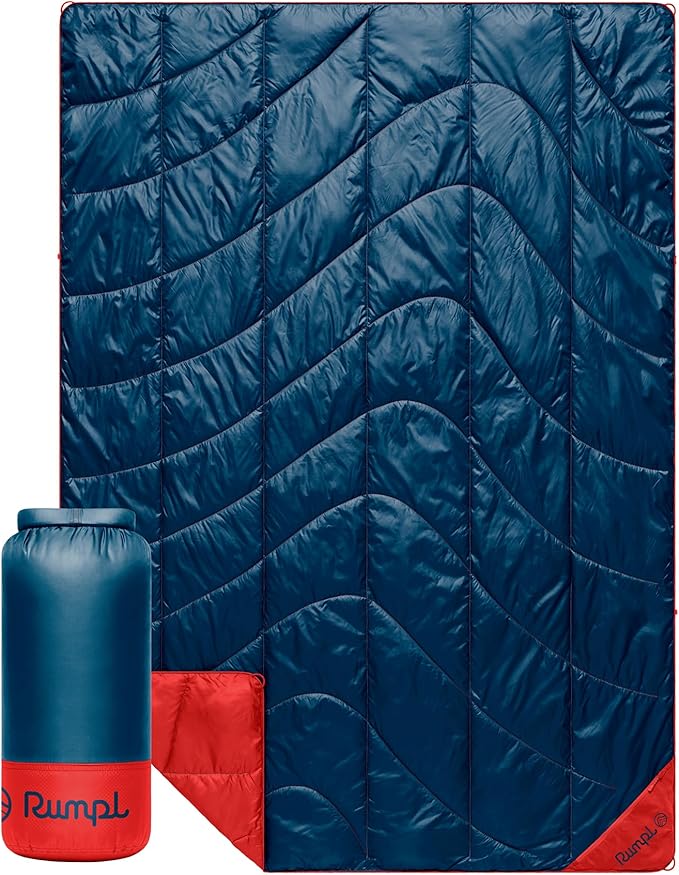 Rumpl Backcountry Puffy Blanket, Ultra-Portable and Lightweight Adventure Blanket, 1-Person (52x75 inches), Deepwater